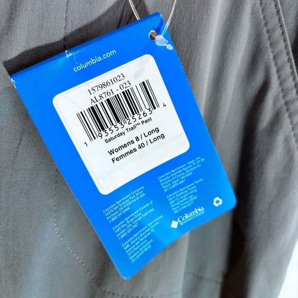 COLUMBIA Sz 8 Long Omni Shade Straight Leg Pockets Hiking Pants in Grey NEW - Picture 4 of 12
